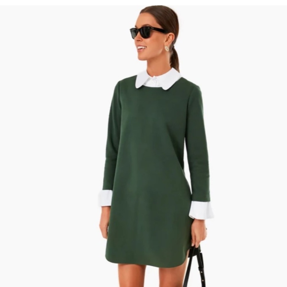 Tuckernuck Forest Green Dress with Crisp White Details